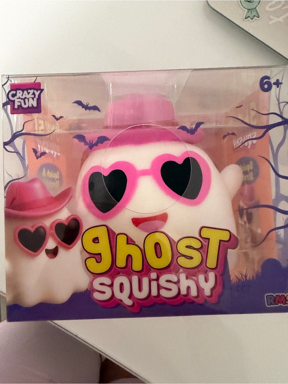 VIRAL Ghost Squishy Toy - White & Pink Halloween